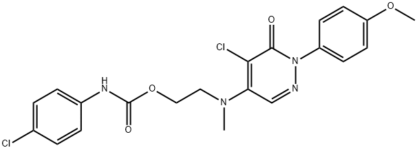 2-[[5-CHLORO-1-(4-METHOXYPHENYL)-6-OXO-1,6-DIHYDRO-4-PYRIDAZINYL](METHYL)AMINO]ETHYL N-(4-CHLOROPHENYL)CARBAMATE 结构式