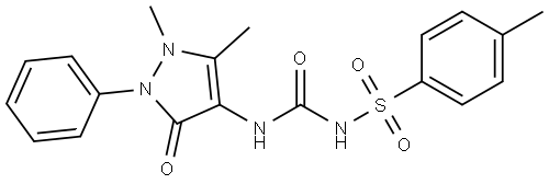 ((2,3-Dimethyl-5-oxo-1-phenyl(3-pyrazolin-4-yl))amino)-N-((4-methylphenyl)sulfonyl)formamide 结构式