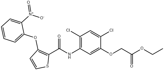 ETHYL 2-[2,4-DICHLORO-5-(([3-(2-NITROPHENOXY)-2-THIENYL]CARBONYL)AMINO)PHENOXY]ACETATE 结构式