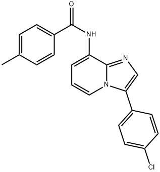 N-[3-(4-CHLOROPHENYL)IMIDAZO[1,2-A]PYRIDIN-8-YL]-4-METHYLBENZENECARBOXAMIDE 结构式