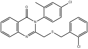 2-([(2-Chlorobenzyl)sulfanyl]methyl)-3-(4-chloro-2-methylphenyl)-4(3H)-quinazolinone 结构式