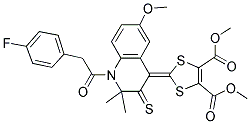 DIMETHYL 2-(1-(2-(4-FLUOROPHENYL)ACETYL)-6-METHOXY-2,2-DIMETHYL-3-THIOXO-2,3-DIHYDROQUINOLIN-4(1H)-YLIDENE)-1,3-DITHIOLE-4,5-DICARBOXYLATE 结构式