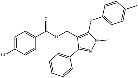 (1-Methyl-5-[(4-methylphenyl)sulfanyl]-3-phenyl-1H-pyrazol-4-yl)methyl 4-chlorobenzenecarboxylate 结构式