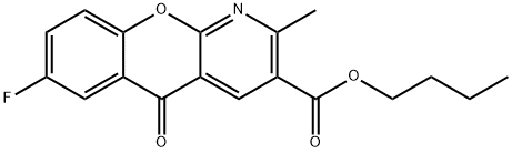 BUTYL 7-FLUORO-2-METHYL-5-OXO-5H-CHROMENO[2,3-B]PYRIDINE-3-CARBOXYLATE 结构式