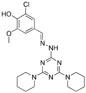 (E)-2-CHLORO-4-((2-(4,6-DI(PIPERIDIN-1-YL)-1,3,5-TRIAZIN-2-YL)HYDRAZONO)METHYL)-6-METHOXYPHENOL 结构式