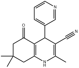 2,7,7-Trimethyl-5-oxo-4-(3-pyridinyl)-1,4,5,6,7,8-hexahydro-3-quinolinecarbonitrile 结构式