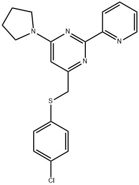 4-([(4-CHLOROPHENYL)SULFANYL]METHYL)-2-(2-PYRIDINYL)-6-(1-PYRROLIDINYL)PYRIMIDINE 结构式