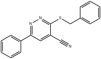 3-(BENZYLSULFANYL)-6-PHENYL-4-PYRIDAZINECARBONITRILE 结构式