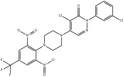 4-CHLORO-2-(3-CHLOROPHENYL)-5-(4-[2,6-DINITRO-4-(TRIFLUOROMETHYL)PHENYL]PIPERAZINO)-3(2H)-PYRIDAZINONE 结构式