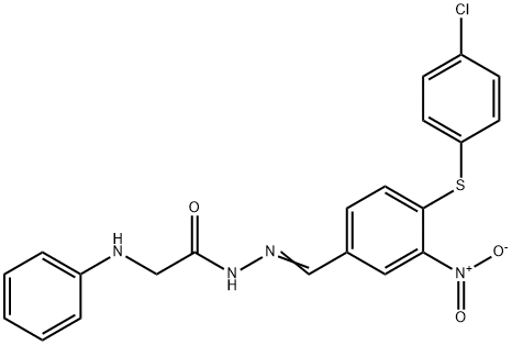 2-ANILINO-N'-((4-[(4-CHLOROPHENYL)SULFANYL]-3-NITROPHENYL)METHYLENE)ACETOHYDRAZIDE 结构式