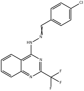 4-CHLOROBENZENECARBALDEHYDE N-[2-(TRIFLUOROMETHYL)-4-QUINAZOLINYL]HYDRAZONE 结构式