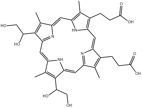 8,13 -双(1,2 -羟乙基)-3,7,12,17 -四甲基- 21H,23S,卟吩- 2 ,18酸 结构式