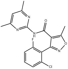 N-(4,6-DIMETHYLPYRIMIDIN-2-YL)(3-(6-CHLORO-2-FLUOROPHENYL)-5-METHYLISOXAZOL-4-YL)FORMAMIDE 结构式