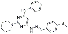 (E)-4-(2-(4-(Methylthio)benzylidene)hydrazinyl)-N-phenyl-6-(piperidin-1-yl)-1,3,5-triazin-2-amine 结构式