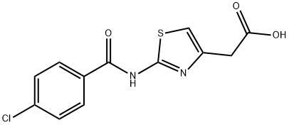{2-[(4-氯苯甲酰基)氨基]-1,3-噻唑-4-基}乙酸 结构式