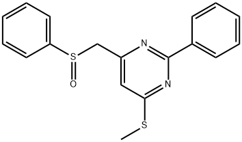 4-(METHYLSULFANYL)-2-PHENYL-6-[(PHENYLSULFINYL)METHYL]PYRIMIDINE 结构式