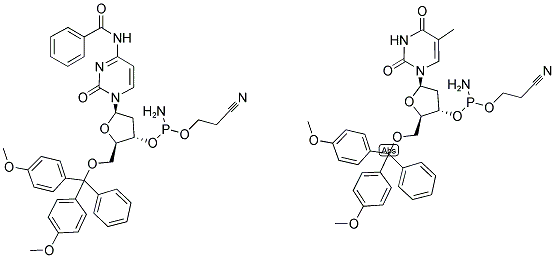 5'DIMETHOXYTRITYL DC(BZ)+T BETA-CYANOETHYL PHOSPHORAMIDITE 结构式