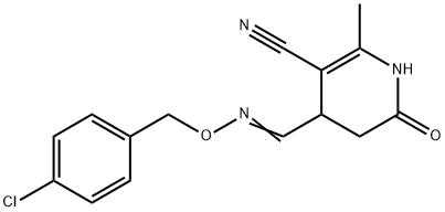 4-(([(4-CHLOROBENZYL)OXY]IMINO)METHYL)-2-METHYL-6-OXO-1,4,5,6-TETRAHYDRO-3-PYRIDINECARBONITRILE 结构式