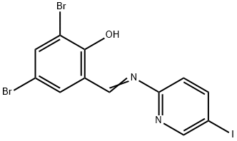 2,4-DIBROMO-6-([(5-IODO-2-PYRIDINYL)IMINO]METHYL)BENZENOL 结构式