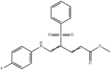 METHYL 5-(4-FLUOROANILINO)-4-(PHENYLSULFONYL)-2,4-PENTADIENOATE 结构式