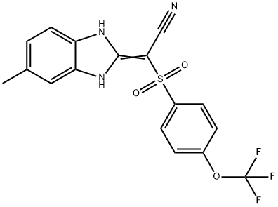 2-(5-METHYL(3-HYDROBENZIMIDAZOL-2-YLIDENE))-2-((4-(TRIFLUOROMETHOXY)PHENYL)SULFONYL)ETHANENITRILE 结构式