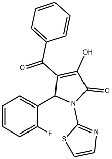 4-Benzoyl-5-(2-fluorophenyl)-3-hydroxy-1-(1,3-thiazol-2-yl)-1,5-dihydro-2H-pyrrol-2-one 结构式