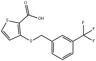 3-((3-(三氟甲基)苄基)硫代)噻吩-2-羧酸 结构式