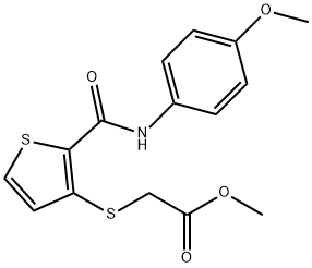 Methyl 2-((2-[(4-methoxyanilino)carbonyl]-3-thienyl)sulfanyl)acetate 结构式