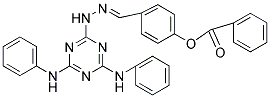 (E)-4-((2-(4,6-Bis(phenylamino)-1,3,5-triazin-2-yl)hydrazono)methyl)phenyl benzoate 结构式