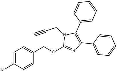 2-[(4-CHLOROBENZYL)SULFANYL]-4,5-DIPHENYL-1-(2-PROPYNYL)-1H-IMIDAZOLE 结构式