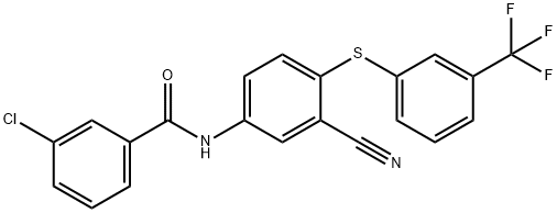 3-CHLORO-N-(3-CYANO-4-([3-(TRIFLUOROMETHYL)PHENYL]SULFANYL)PHENYL)BENZENECARBOXAMIDE 结构式