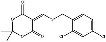 5-([(2,4-DICHLOROBENZYL)SULFANYL]METHYLENE)-2,2-DIMETHYL-1,3-DIOXANE-4,6-DIONE 结构式