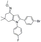 (2-(4-BROMOPHENYL)-1-(4-FLUOROPHENYL)-6,6-DIMETHYL(5,6,7-TRIHYDROINDOL-4-YLIDENE))METHYLOXIME 结构式