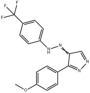 3-(4-METHOXYPHENYL)-4H-PYRAZOL-4-ONE N-[4-(TRIFLUOROMETHYL)PHENYL]HYDRAZONE 结构式