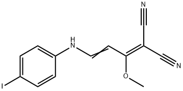 2-[3-(4-IODOANILINO)-1-METHOXY-2-PROPENYLIDENE]MALONONITRILE 结构式