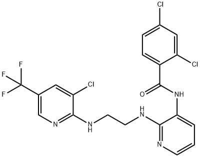 2,4-DICHLORO-N-(2-[(2-([3-CHLORO-5-(TRIFLUOROMETHYL)-2-PYRIDINYL]AMINO)ETHYL)AMINO]-3-PYRIDINYL)BENZENECARBOXAMIDE 结构式