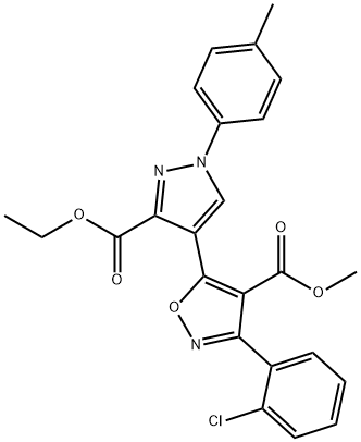 METHYL 3-(2-CHLOROPHENYL)-5-[3-(ETHOXYCARBONYL)-1-(4-METHYLPHENYL)-1H-PYRAZOL-4-YL]-4-ISOXAZOLECARBOXYLATE 结构式