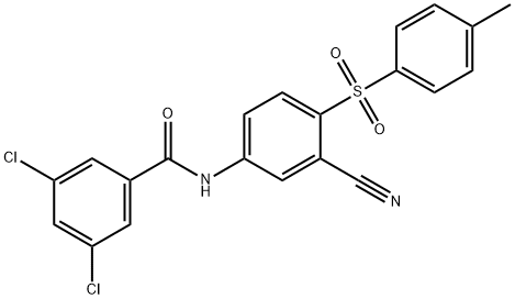 3,5-Dichloro-N-(3-cyano-4-[(4-methylphenyl)sulfonyl]phenyl)benzenecarboxamide 结构式