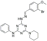 (E)-4-(2-(3-BROMO-4-METHOXYBENZYLIDENE)HYDRAZINYL)-N-PHENYL-6-(PIPERIDIN-1-YL)-1,3,5-TRIAZIN-2-AMINE 结构式