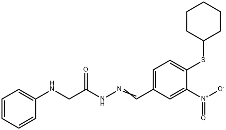 2-ANILINO-N'-([4-(CYCLOHEXYLSULFANYL)-3-NITROPHENYL]METHYLENE)ACETOHYDRAZIDE 结构式