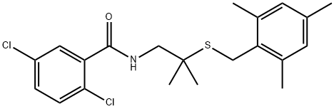 2,5-DICHLORO-N-(2-[(MESITYLMETHYL)SULFANYL]-2-METHYLPROPYL)BENZENECARBOXAMIDE 结构式