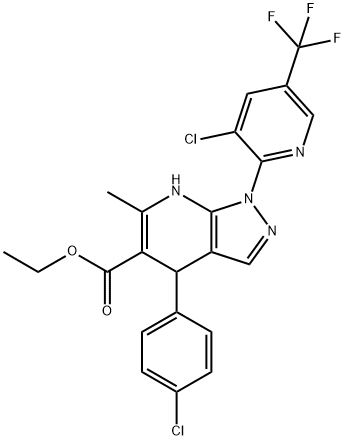 ETHYL 4-(4-CHLOROPHENYL)-1-[3-CHLORO-5-(TRIFLUOROMETHYL)-2-PYRIDINYL]-6-METHYL-4,7-DIHYDRO-1H-PYRAZOLO[3,4-B]PYRIDINE-5-CARBOXYLATE 结构式