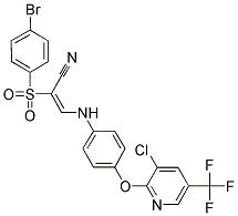 2-((4-BROMOPHENYL)SULFONYL)-3-((4-(3-CHLORO-5-(TRIFLUOROMETHYL)(2-PYRIDYLOXY))PHENYL)AMINO)PROP-2-ENENITRILE 结构式