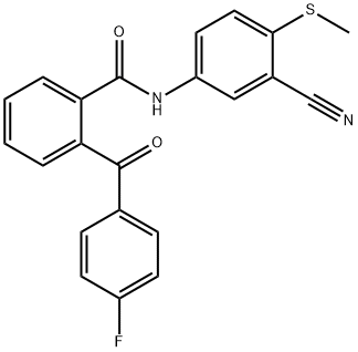 N-[3-CYANO-4-(METHYLSULFANYL)PHENYL]-2-(4-FLUOROBENZOYL)BENZENECARBOXAMIDE 结构式