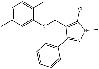 (5-CHLORO-1-METHYL-3-PHENYL-1H-PYRAZOL-4-YL)METHYL 2,5-DIMETHYLPHENYL SULFIDE 结构式