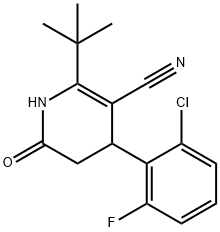 2-(TERT-BUTYL)-4-(2-CHLORO-6-FLUOROPHENYL)-6-OXO-1,4,5,6-TETRAHYDRO-3-PYRIDINECARBONITRILE 结构式