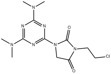 1-[4,6-BIS(DIMETHYLAMINO)-1,3,5-TRIAZIN-2-YL]-3-(2-CHLOROETHYL)IMIDAZOLIDINE-2,4-DIONE 结构式