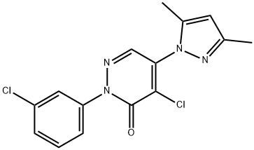 4-CHLORO-2-(3-CHLOROPHENYL)-5-(3,5-DIMETHYL-1H-PYRAZOL-1-YL)-3(2H)-PYRIDAZINONE 结构式