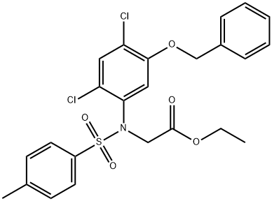 Ethyl 2-(5-(benzyloxy)-2,4-dichloro[(4-methylphenyl)sulfonyl]anilino)acetate 结构式