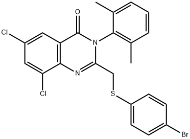 2-([(4-BROMOPHENYL)SULFANYL]METHYL)-6,8-DICHLORO-3-(2,6-DIMETHYLPHENYL)-4(3H)-QUINAZOLINONE 结构式